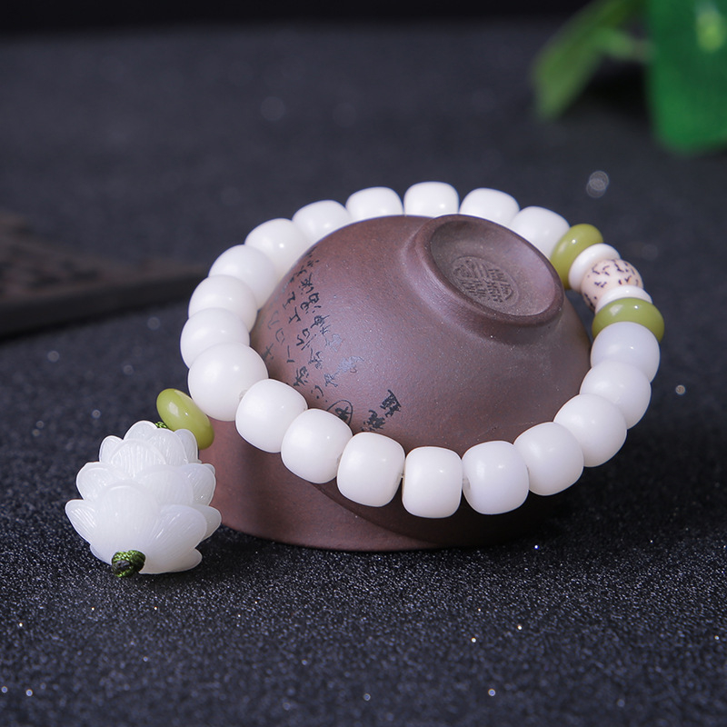 Yoga Fitness Tracker - 108 الأبيض اليشم بودي جذور سوار